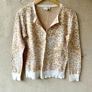 Loft Cheetah Print Tan Cardigan Sweater Small